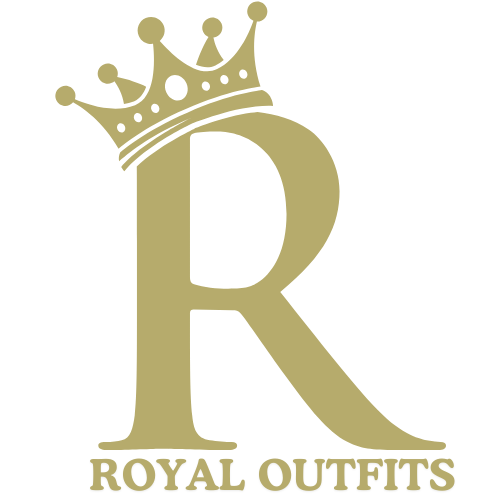 Logo of Royal Outfits with a crown on top of the letter 'R' on a white background