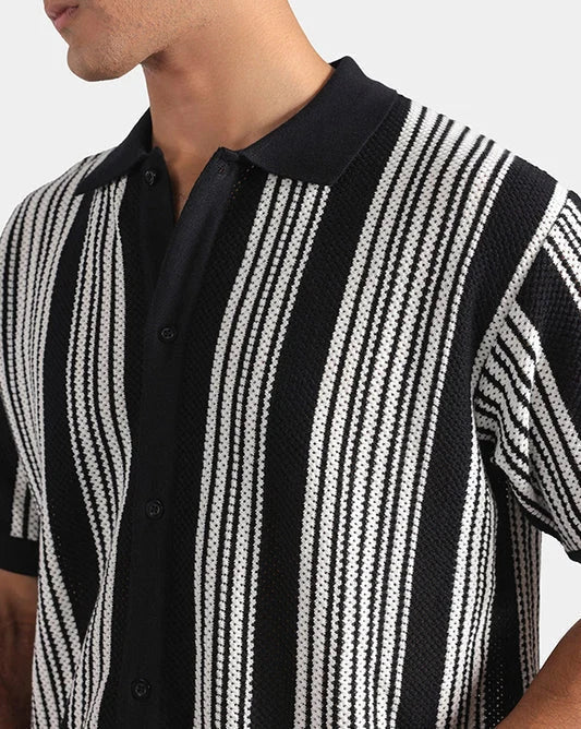 Black Stripe Polo T-Shirt