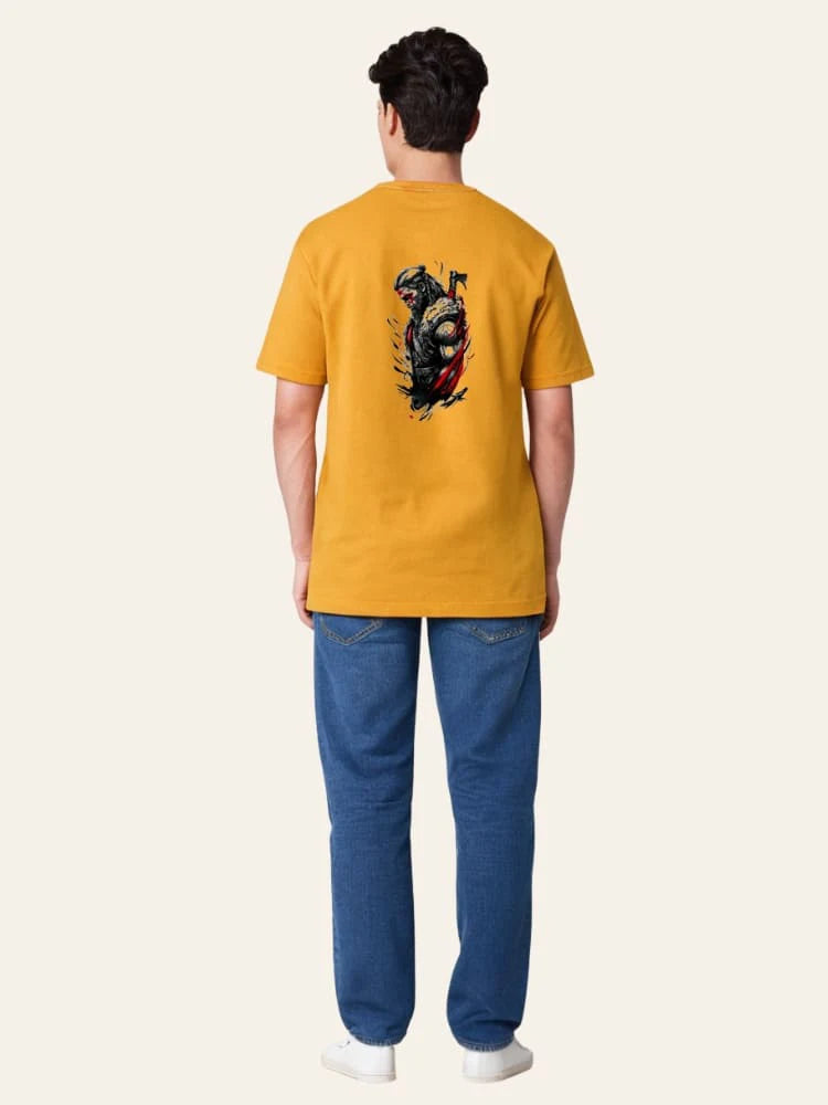 Graphic Mustard/Yellow Drop Shoulder Axe Man T-Shirt Royal Outfits Drop Shoulder T-Shirts
