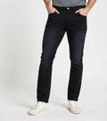 Model wearing slim straight-fit jeans made with stretchable cotton lycra fabric, light blue wash - Royal Outfits Straight Jeans with Cotton Lycra Royal Outfits Jeans