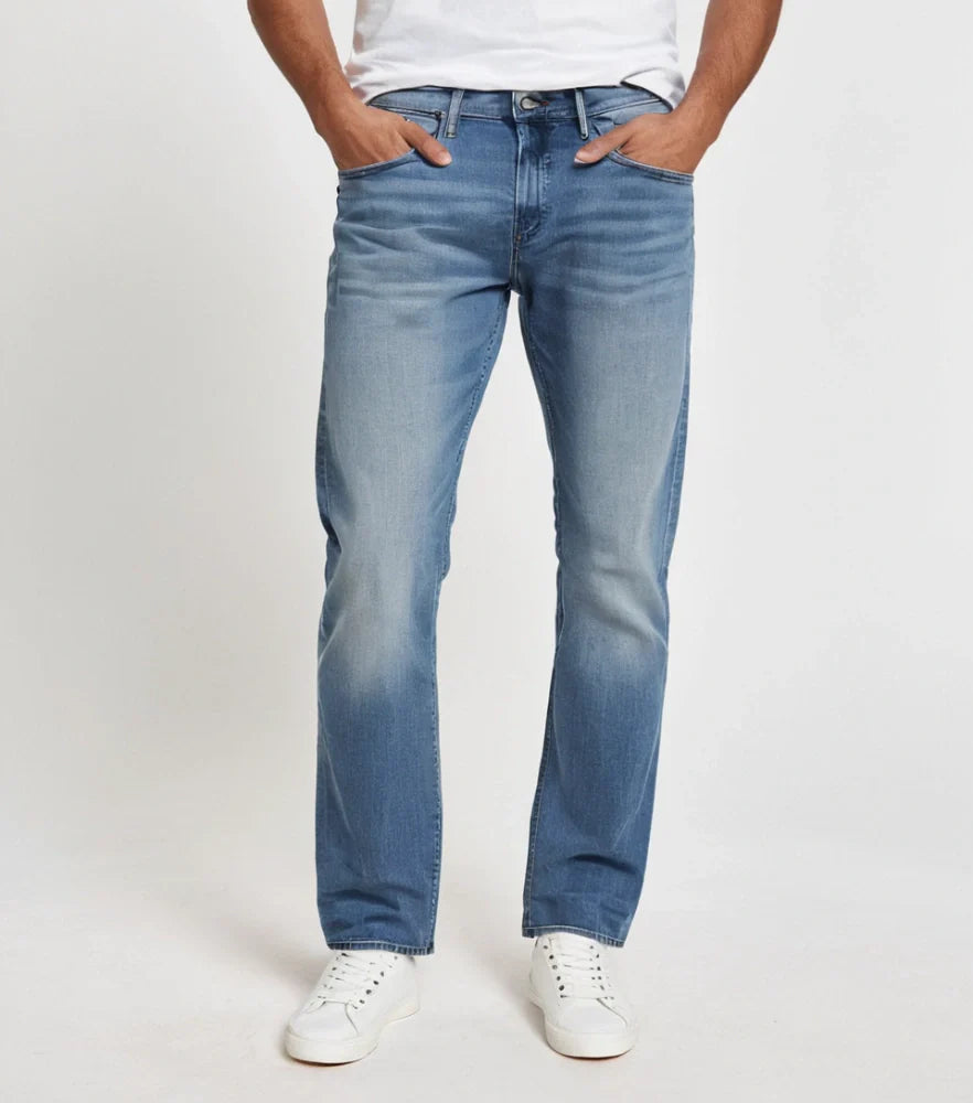 Front-facing image of faded straight-cut denim jeans styled casually on a male model - Royal Outfits Faded Straight Jeans Royal Outfits Jeans