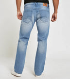 Classic straight-fit blue jeans styled on a model, front-facing with a slight fade and clean hem - Royal Outfits Straight Jeans with Classic Look Royal Outfits Jeans - Straight Jeans with Classic Look - Royal Outfits - Jeans - Straight Jeans with Classic Look - Royal Outfits