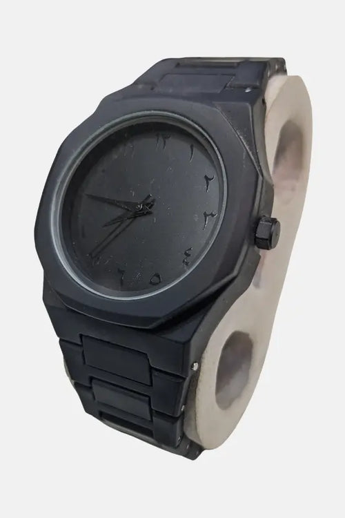 Arabic AURA Black watch with a unique design on a white background