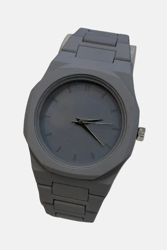 Arabic AURA Watch Gray wristwatch with a plain background