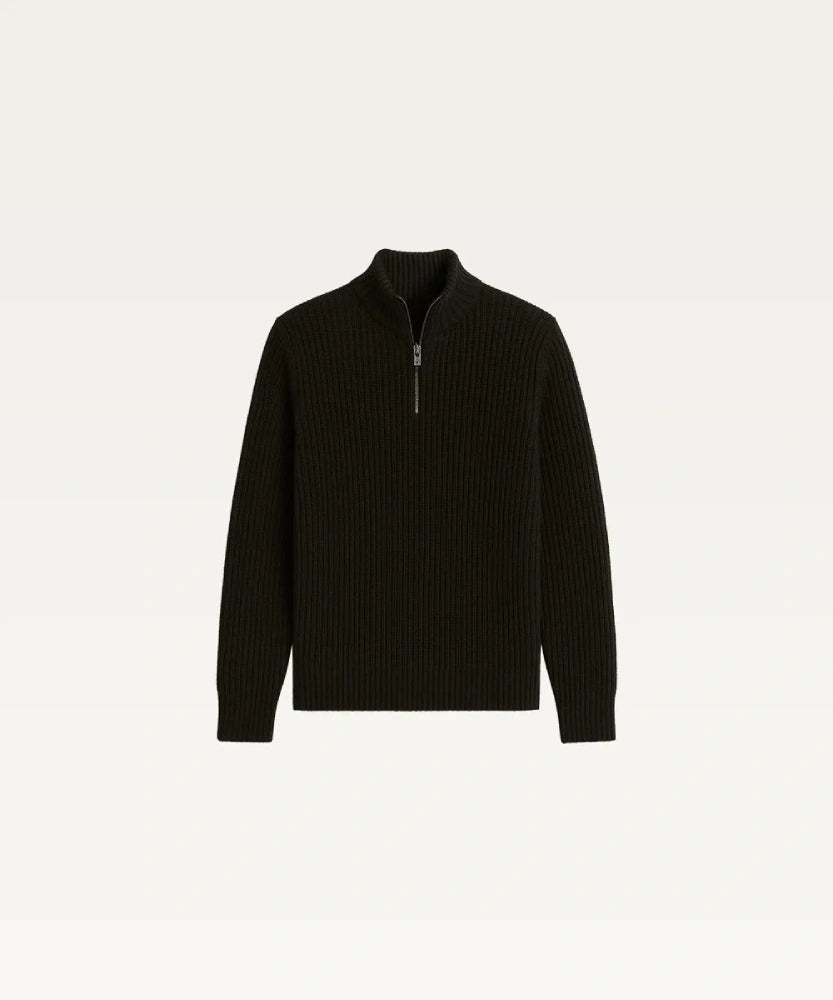 Black ribbed sweater with a quarter zip on a light gray background Classic Black Sweatshirt for Men Royal Outfits Sweat Shirts