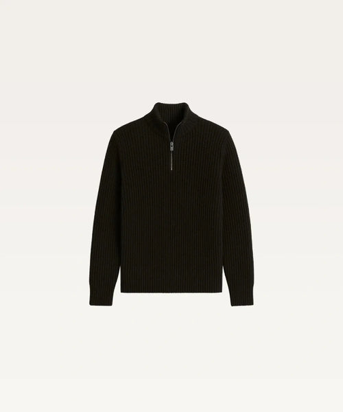 Black ribbed sweater with a quarter zip on a light gray background Classic Black Sweatshirt for Men Royal Outfits Sweat Shirts