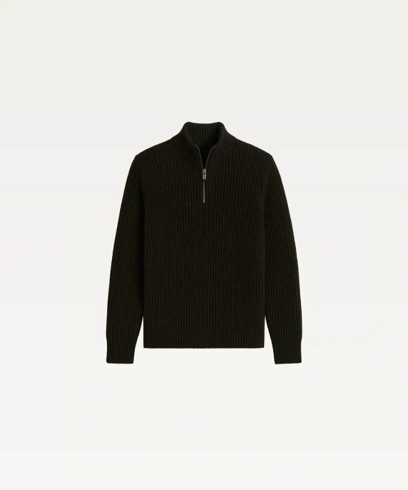 Black ribbed sweater with a quarter zip on a light gray background Classic Black Sweatshirt for Men Royal Outfits Sweat Shirts - Classic Black Sweatshirt for Men - Royal Outfits - Sweat Shirts - Classic Black Sweatshirt for Men - Royal Outfits