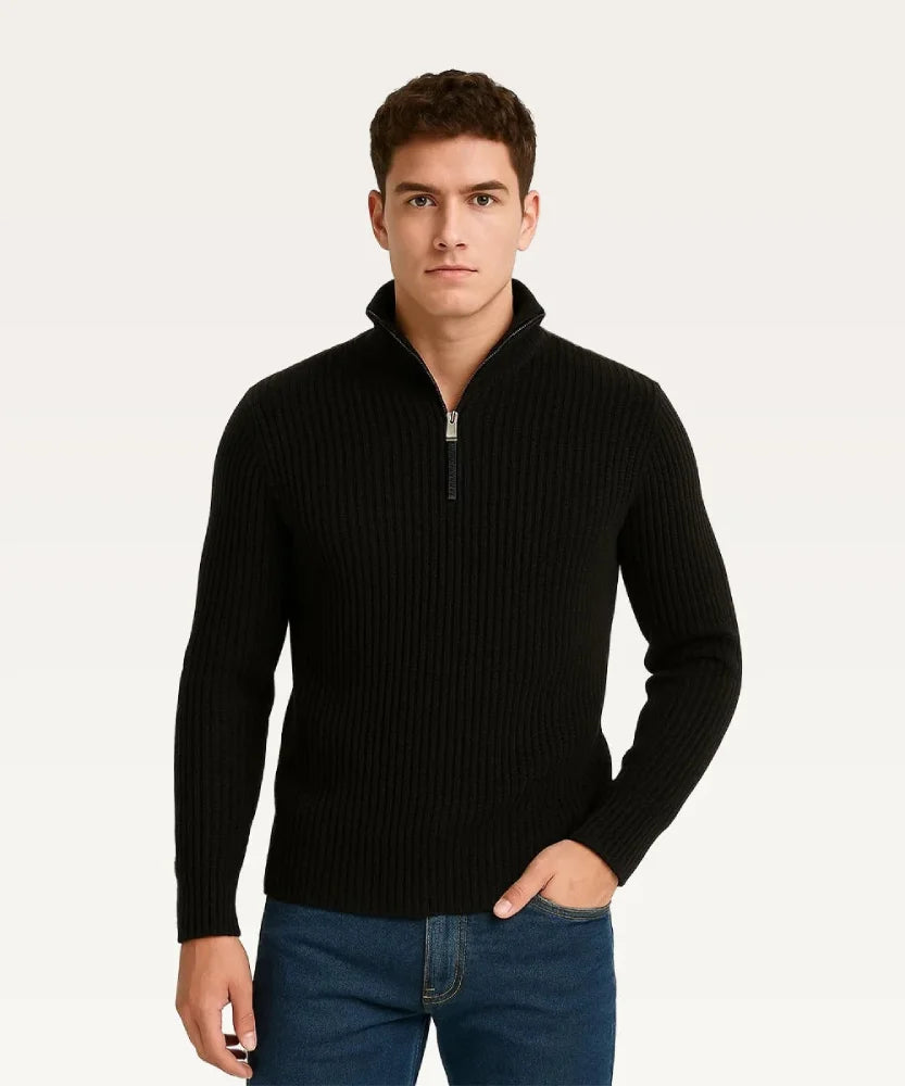 Man wearing Black Sweater Classic Black Sweatshirt for Men Royal Outfits Sweat Shirts