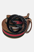 Gucci Logo with Multicoloured Strap Buckle Belt on a white background
