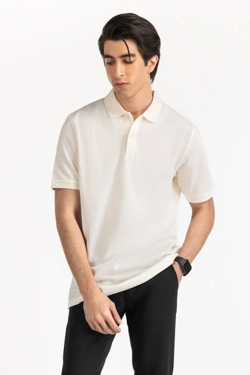 Man wearing a white polo shirt and black pants on a white background White Regular Fit Men POLO T-Shirt Royal Outfits POLO T Shirts - White Regular Fit Men POLO T-Shirt - Royal Outfits - POLO T Shirts - White Regular Fit Men POLO T-Shirt - Royal Outfits