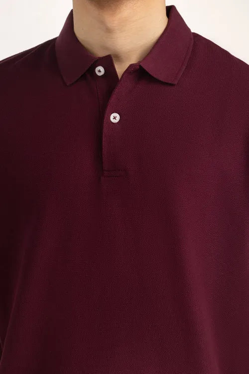 Maroon polo shirt on a mannequin with a white background Maroon Regular Fit Men POLO T-Shirt Royal Outfits POLO T Shirts