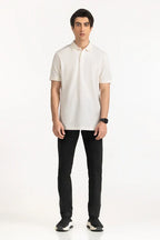 Man wearing a white polo shirt and black pants on a white background White Regular Fit Men POLO T-Shirt Royal Outfits POLO T Shirts - White Regular Fit Men POLO T-Shirt - Royal Outfits - POLO T Shirts - White Regular Fit Men POLO T-Shirt - Royal Outfits