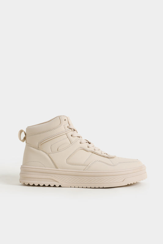 Beige high-top sneaker on a white background High Top Sneakers Royal Outfits Sneakers