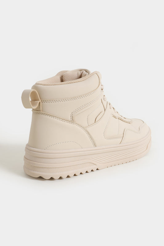 Beige high-top sneaker on a white background High Top Sneakers Royal Outfits Sneakers