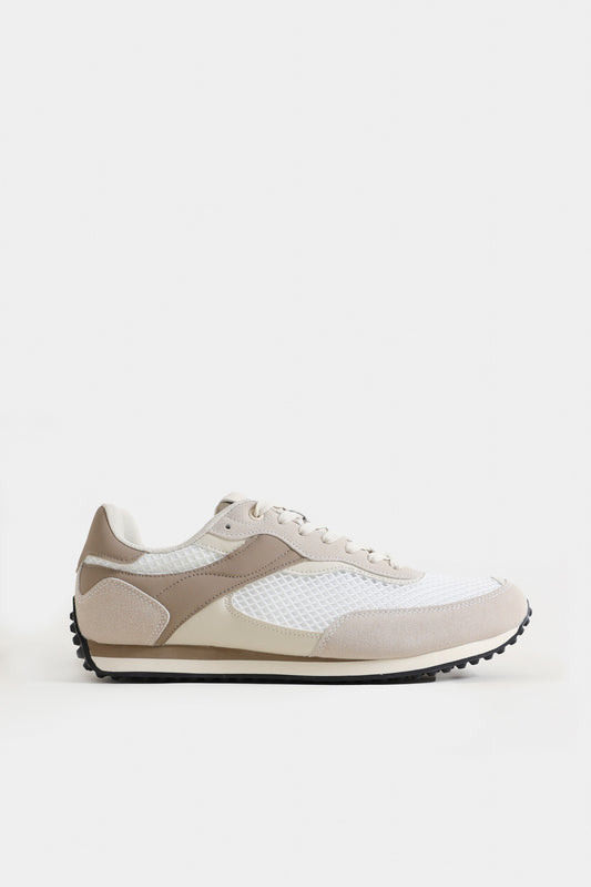 White and beige sneaker on a white background Contrast Sneakers Royal Outfits Sneakers