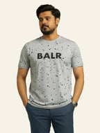 Man wearing a gray t-shirt with 'BALR.' logo on a beige background Light Grey ‘BALR’ T-Shirt Royal Outfits Graphic T Shirts